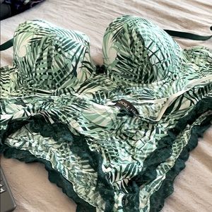Adore me green and white lingerie set